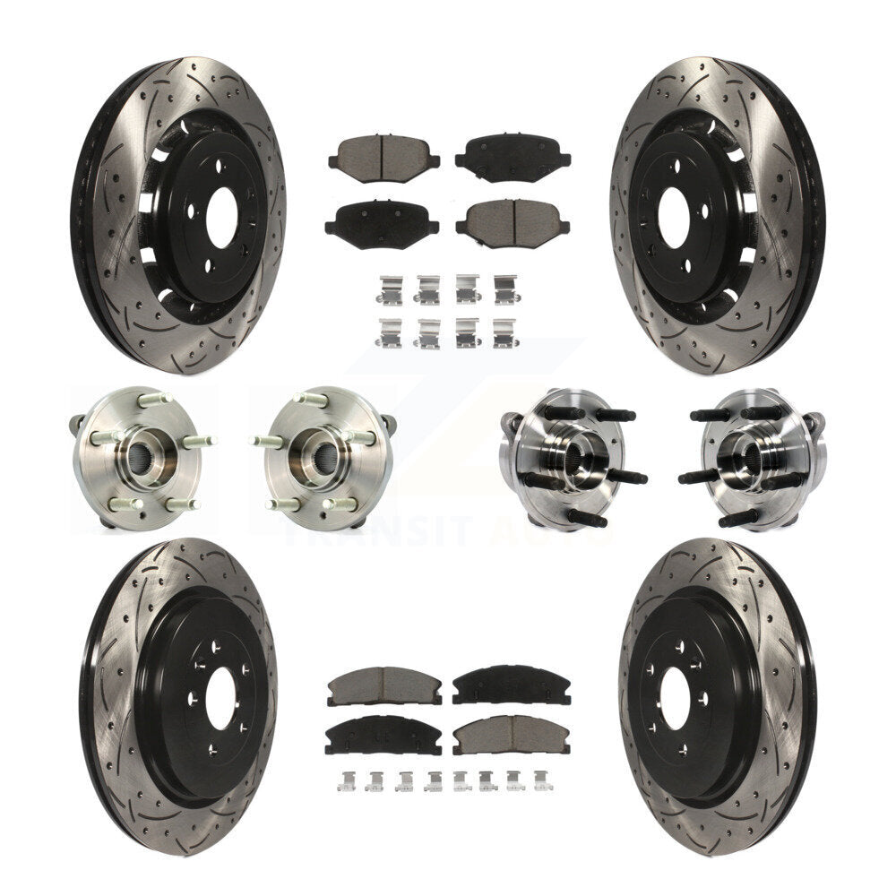 Hub Bearing Coated Brake Rotor Pads Front Rear Kit (10Pc) For Ford Taurus Police