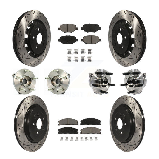 Hub Bearing Coated Brake Rotor Pads Front Rear Kit (10Pc) For Ford Taurus Police