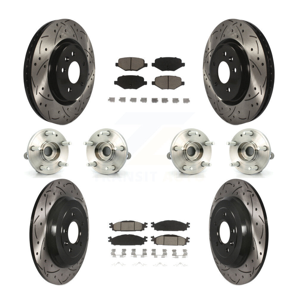 Hub Bearing Coated Disc Brake Rotor Pads Front Rear Kit (10Pc) For Ford Explorer