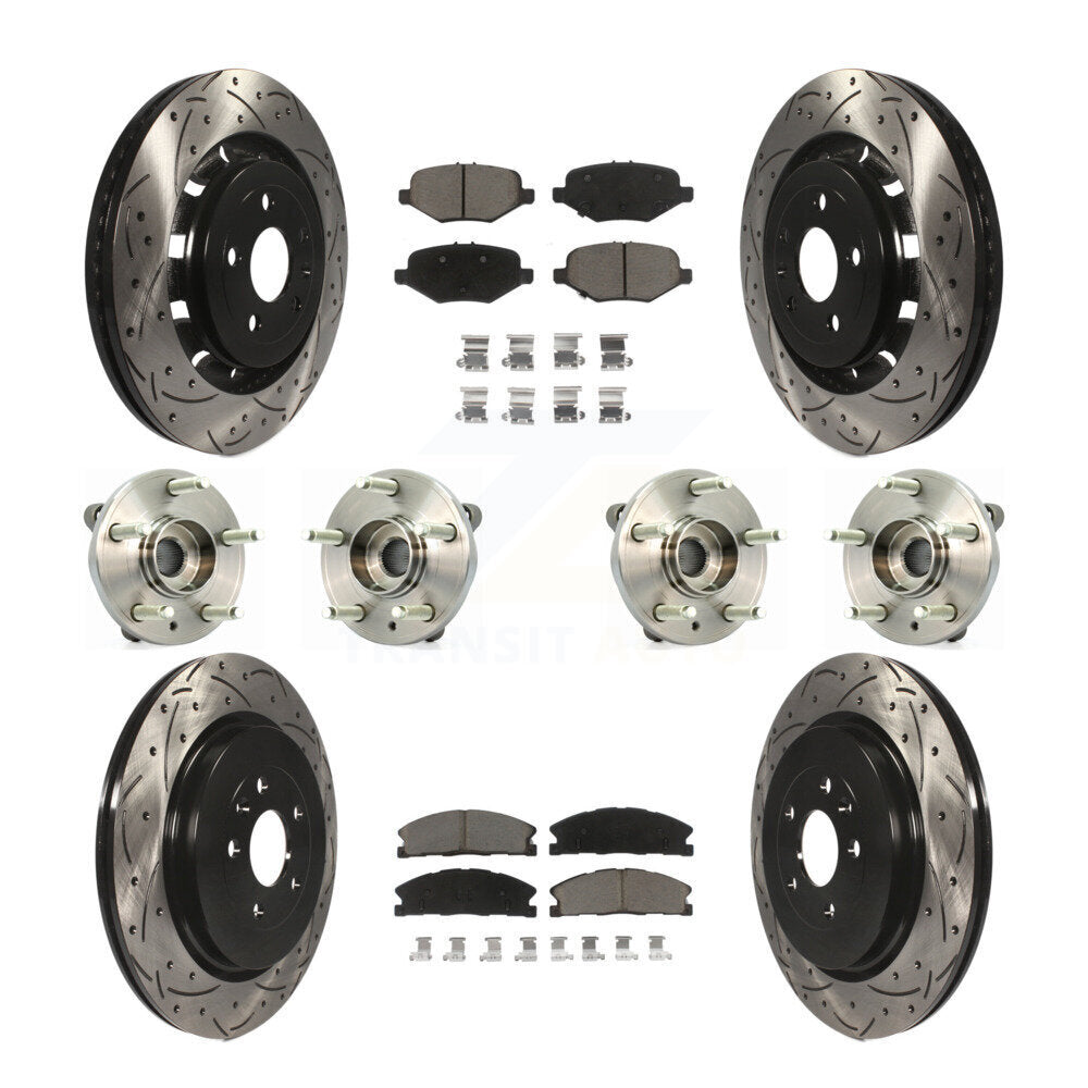 Hub Bearing Coat Brake Rotor Pads Front Rear Kit (10Pc) For Ford Flex Taurus MKS