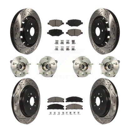 Hub Bearing Coat Brake Rotor Pads Front Rear Kit (10Pc) For Ford Flex Taurus MKS