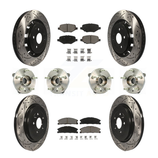 Hub Bearing Coat Brake Rotor Pads Front Rear Kit (10Pc) For Ford Flex Taurus MKS