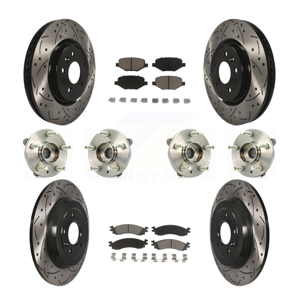 Hub Bearing Coat Brake Rotor Pad Front Rear Kit (10Pc) For 10-12 Ford Taurus SHO