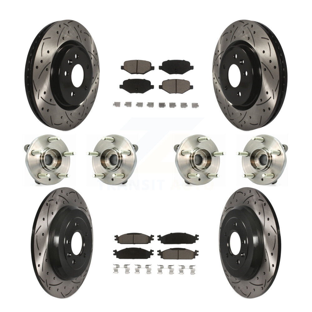 Hub Bearing Coat Brake Rotor Pad Front Rear Kit (10Pc) For 2009-2010 Lincoln MKS