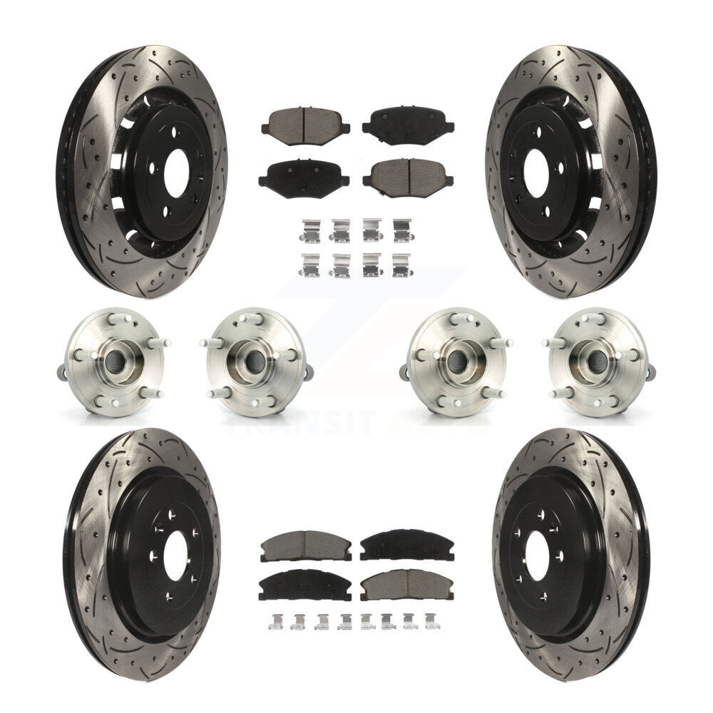 Hub Bearing Coated Disc Brake Rotor Pads Front Rear Kit (10Pc) For Ford Explorer