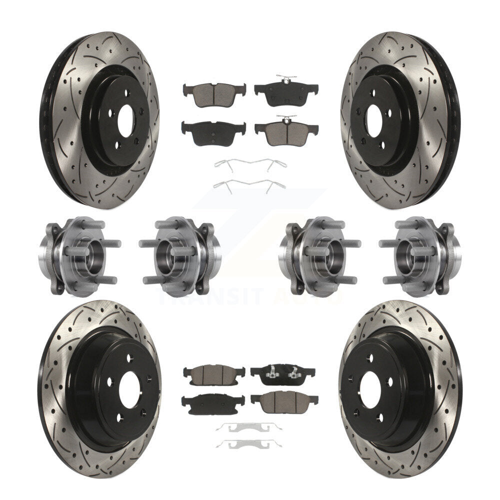 Hub Bearing Coat Brake Rotor Pad Front Rear Kit (10Pc) For Ford Edge Lincoln MKX