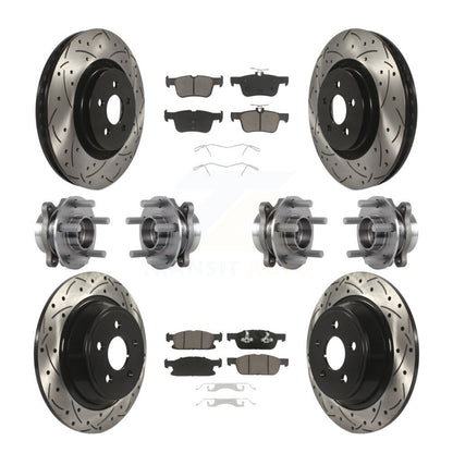Hub Bearing Coat Brake Rotor Pad Front Rear Kit (10Pc) For Ford Edge Lincoln MKX