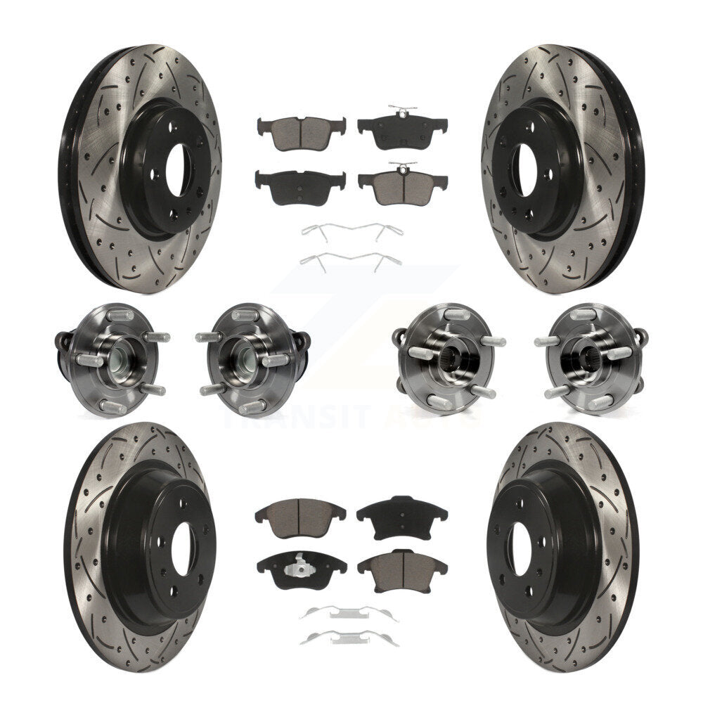 Hub Bearing Coated Brake Rotor Pad Front Rear Kit (10Pc) For Ford Fusion Lincoln