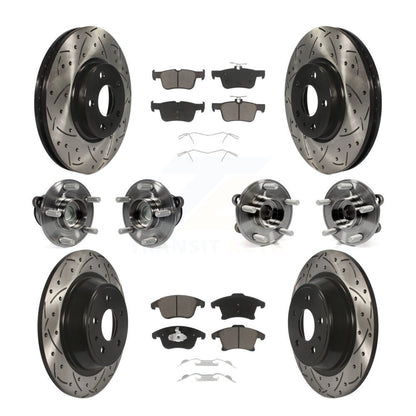 Hub Bearing Coated Brake Rotor Pad Front Rear Kit (10Pc) For Ford Fusion Lincoln