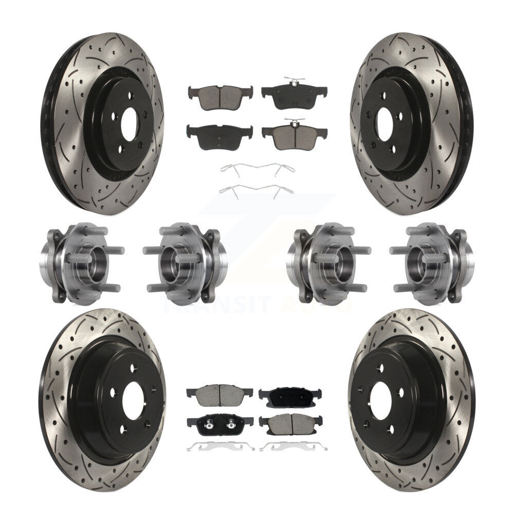 Hub Bearing Coated Brake Rotor Pad Front Rear Kit (10Pc) For Lincoln Continental