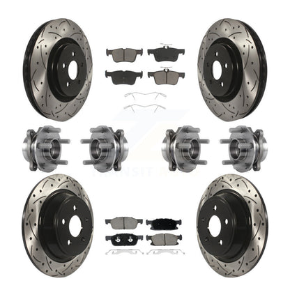 Hub Bearing Coated Brake Rotor Pad Front Rear Kit (10Pc) For Lincoln Continental