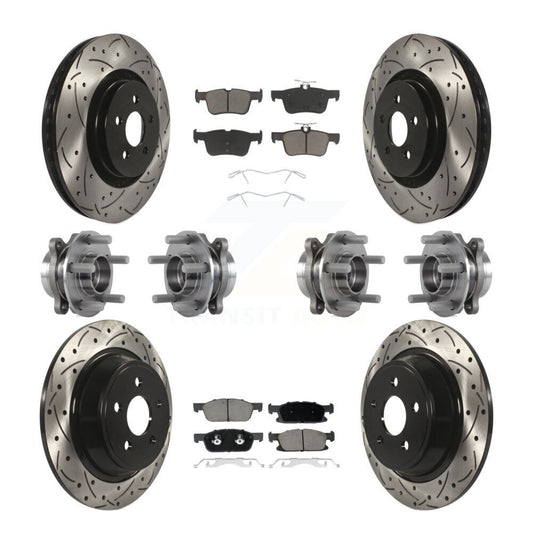 Hub Bearing Coated Brake Rotor Pad Front Rear Kit (10Pc) For Lincoln Continental
