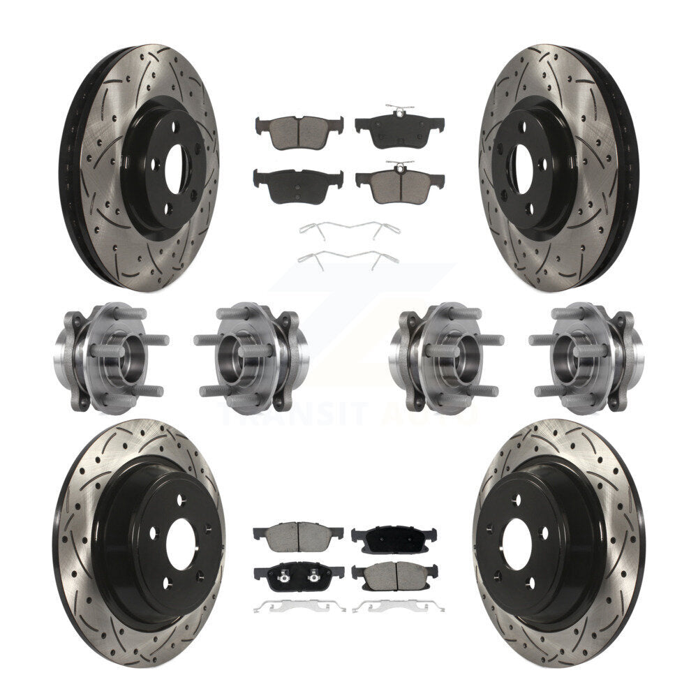 Hub Bearing Coated Brake Rotor Pad Front Rear Kit (10Pc) For Lincoln Continental