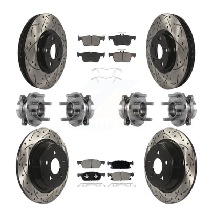 Hub Bearing Coated Brake Rotor Pad Front Rear Kit (10Pc) For Lincoln Continental