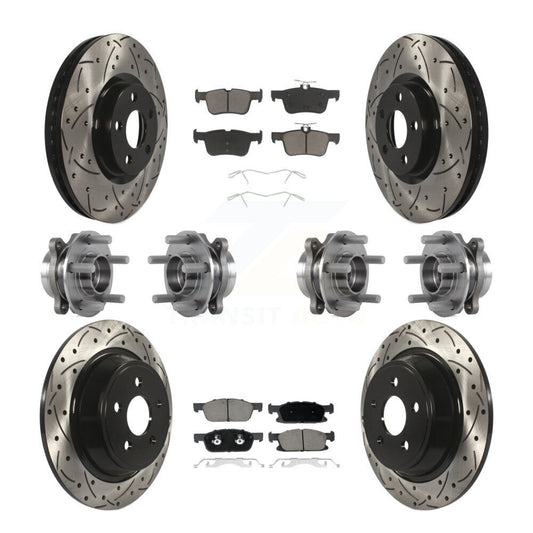 Hub Bearing Coated Brake Rotor Pad Front Rear Kit (10Pc) For Lincoln Continental