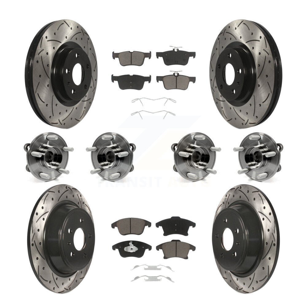 Hub Bearing Coated Disc Brake Rotor & Pads Front Rear Kit (10Pc) For Lincoln MKZ
