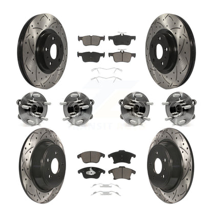 Hub Bearing Coated Disc Brake Rotor & Pads Front Rear Kit (10Pc) For Lincoln MKZ