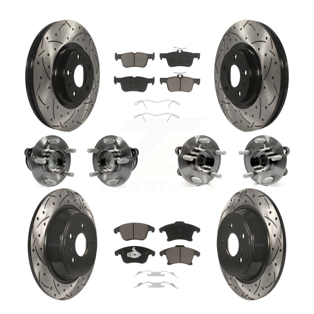 Hub Bearing Coated Brake Rotor Pad Front Rear Kit (10Pc) For Ford Fusion Lincoln