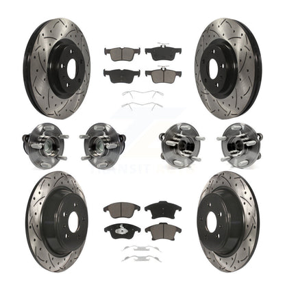 Hub Bearing Coated Brake Rotor Pad Front Rear Kit (10Pc) For Ford Fusion Lincoln