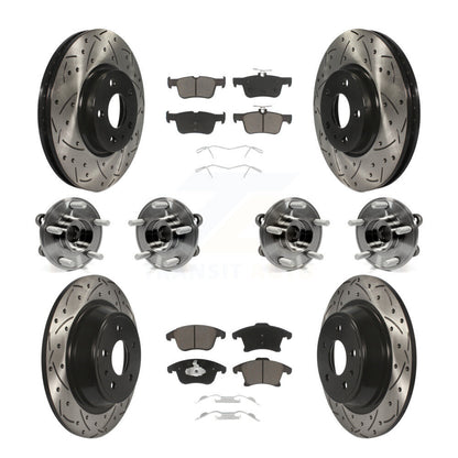 Hub Bearing Coated Disc Brake Rotor & Pads Front Rear Kit (10Pc) For Ford Fusion