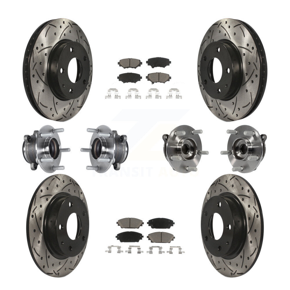 Hub Bearing Coated Disc Brake Rotor Pads Front Rear Kit (10Pc) For Mazda 3 Sport