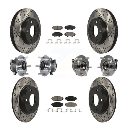 Hub Bearing Coated Disc Brake Rotor Pads Front Rear Kit (10Pc) For Mazda 3 Sport