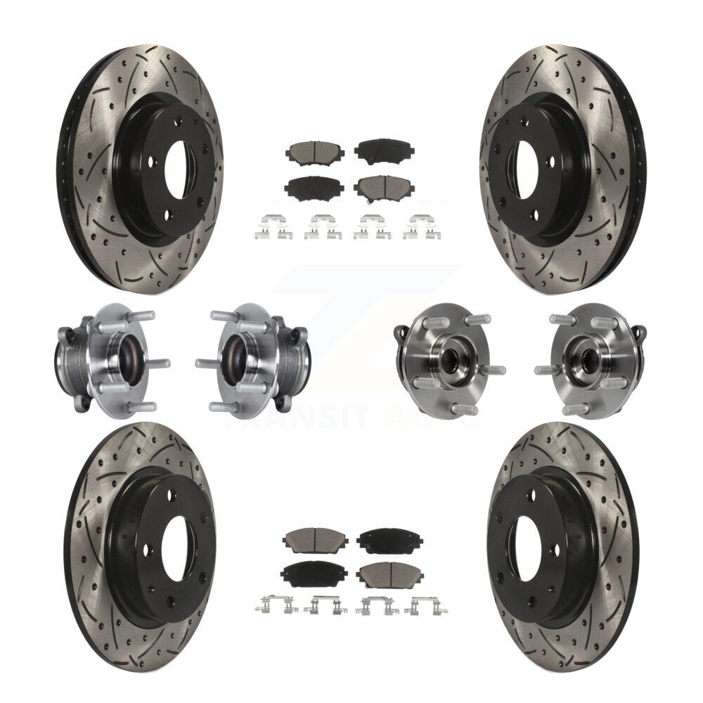 Hub Bearing Coated Disc Brake Rotor Pads Front Rear Kit (10Pc) For Mazda 3 Sport