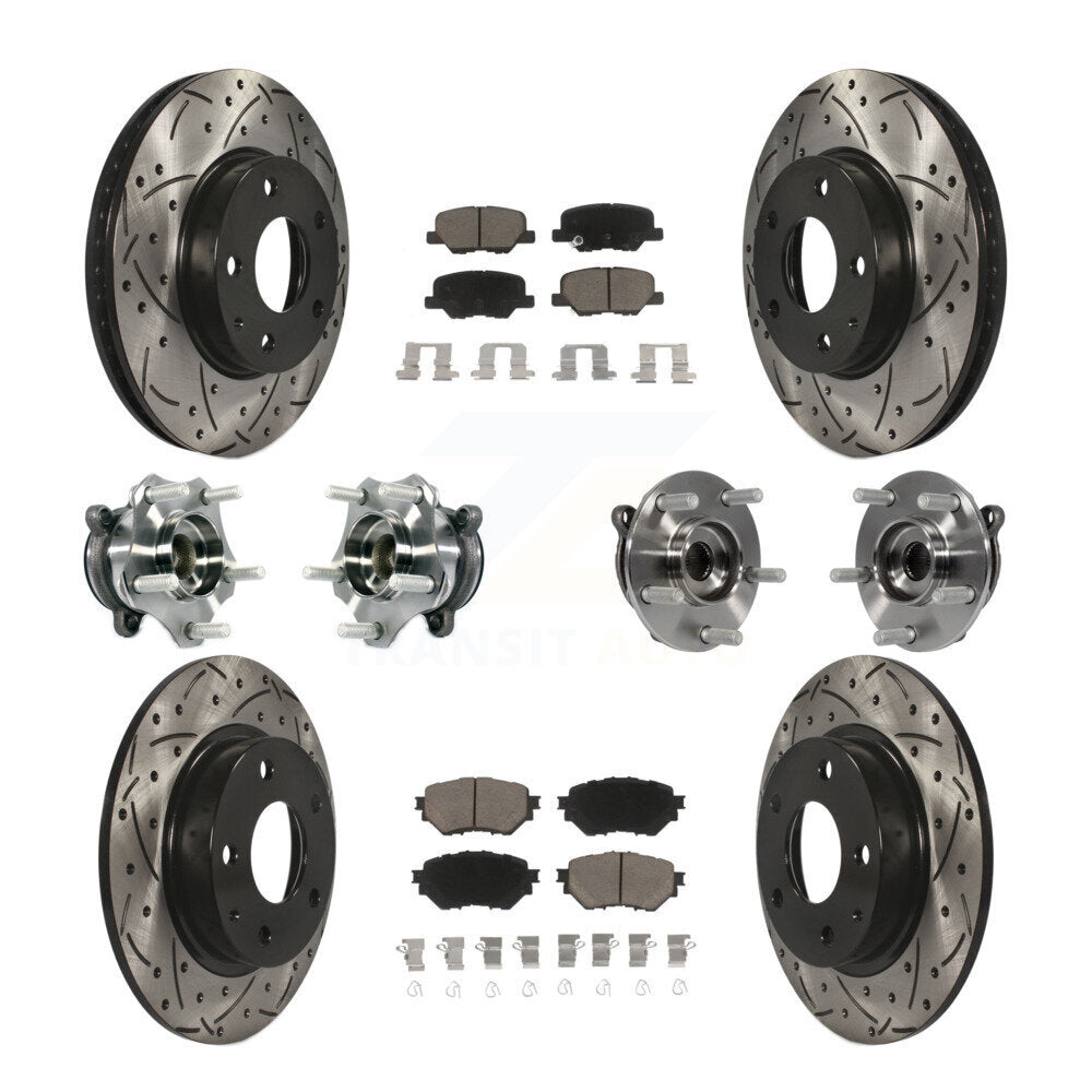 Hub Bearing Coated Disc Brake Rotor Pads Front Rear Kit (10Pc) For Mazda 3 Sport