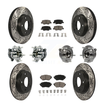 Hub Bearing Coated Disc Brake Rotor Pads Front Rear Kit (10Pc) For Mazda 3 Sport
