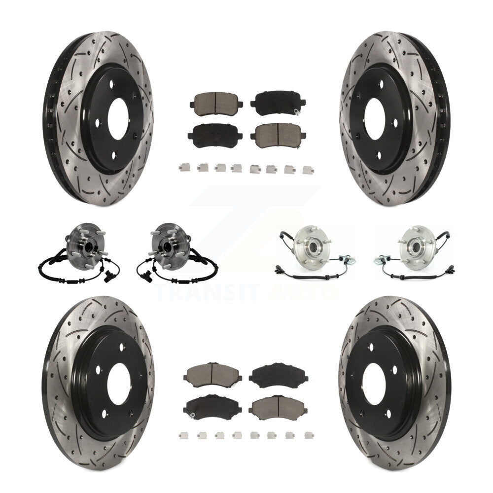 Hub Bearing Coated Brake Rotor & Pad Front Rear Kit (10Pc) For Volkswagen Routan