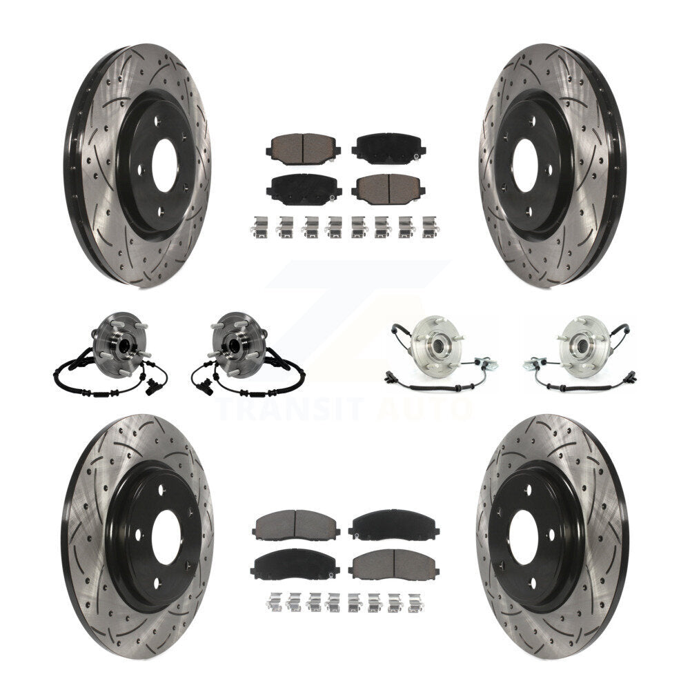 Hub Bearing Coated Brake Rotor & Pad Front Rear Kit (10Pc) For Volkswagen Routan