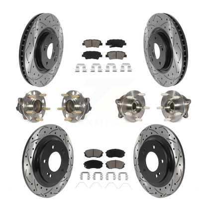 Hub Bearing Coated Disc Brake Rotor Pad Front Rear Kit (10Pc) For Hyundai Sonata
