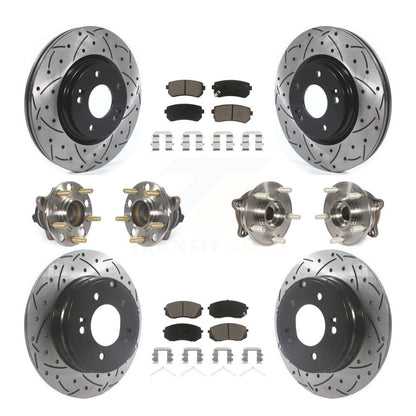 Hub Bearing Coated Disc Brake Rotor Pad Front Rear Kit (10Pc) For Hyundai Sonata