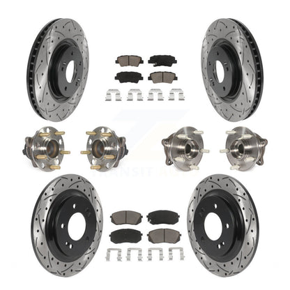 Hub Bearing Coated Disc Brake Rotor Pad Front Rear Kit (10Pc) For Hyundai Sonata