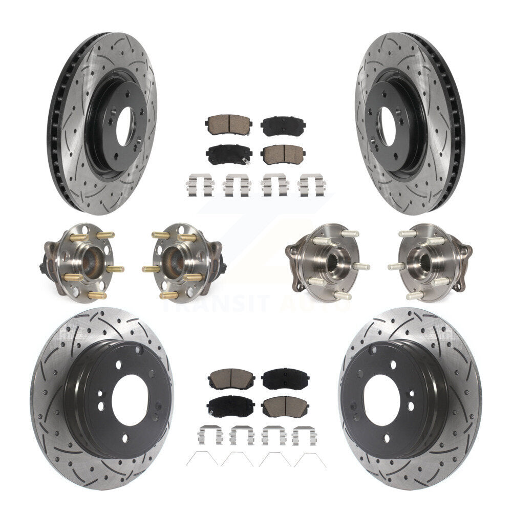 Hub Bearing Coated Disc Brake Rotor And Pad Front Rear Kit (10Pc) For Kia Optima