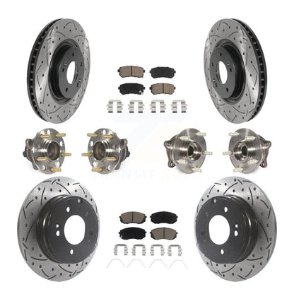 Hub Bearing Coated Disc Brake Rotor And Pad Front Rear Kit (10Pc) For Kia Optima