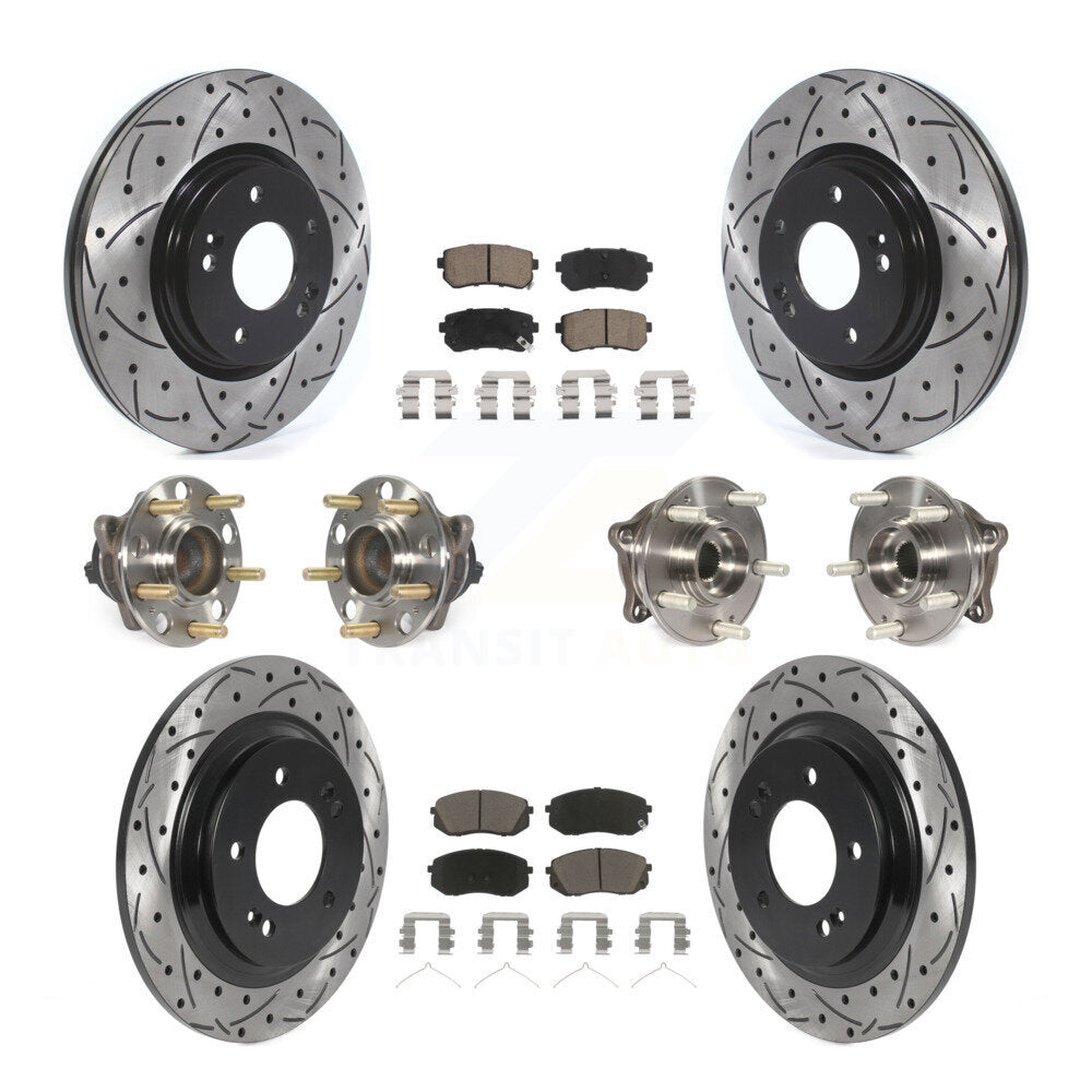 Hub Bearing Coated Disc Brake Rotor And Pad Front Rear Kit (10Pc) For Kia Optima
