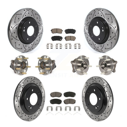 Hub Bearing Coated Disc Brake Rotor And Pad Front Rear Kit (10Pc) For Kia Optima