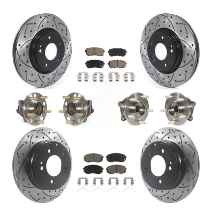 Hub Bearing Coated Disc Brake Rotor And Pad Front Rear Kit (10Pc) For Kia Optima