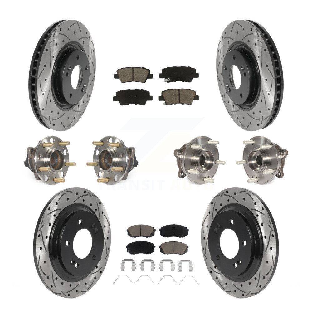 Hub Bearing Coated Disc Brake Rotor And Pad Front Rear Kit (10Pc) For Kia Optima