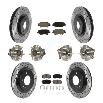 Hub Bearing Coated Disc Brake Rotor And Pad Front Rear Kit (10Pc) For Kia Optima