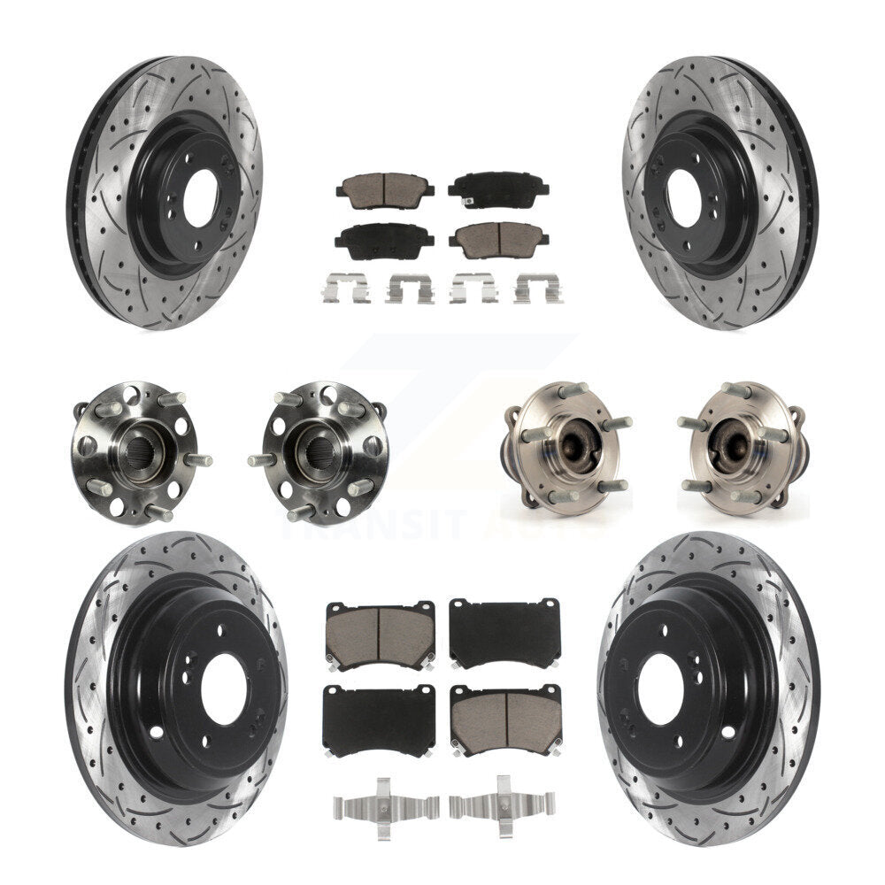 Hub Bearing Coated Brake Rotor And Pad Front Rear Kit (10Pc) For Hyundai Genesis