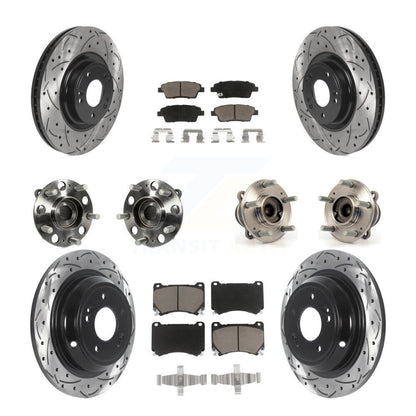 Hub Bearing Coated Brake Rotor And Pad Front Rear Kit (10Pc) For Hyundai Genesis