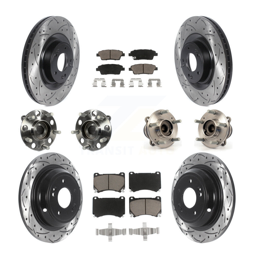 Hub Bearing Coat Brake Rotor Pads Front Rear Kit (10Pc) For Hyundai Genesis 5.0L