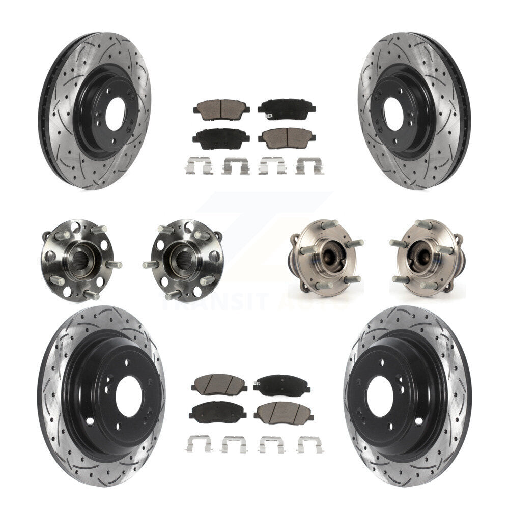 Hub Bearing Coat Brake Rotor Pads Front Rear Kit (10Pc) For Hyundai Genesis 3.8L