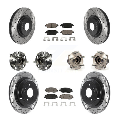 Hub Bearing Coat Brake Rotor Pads Front Rear Kit (10Pc) For Hyundai Genesis 3.8L