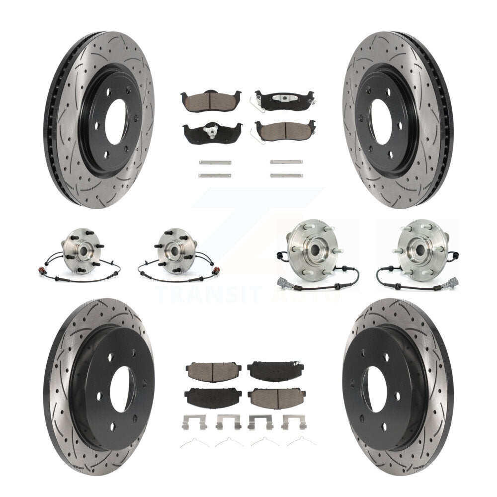 Hub Bearing Coated Brake Rotor Pads Front Rear Kit (10Pc) For Nissan Armada QX56