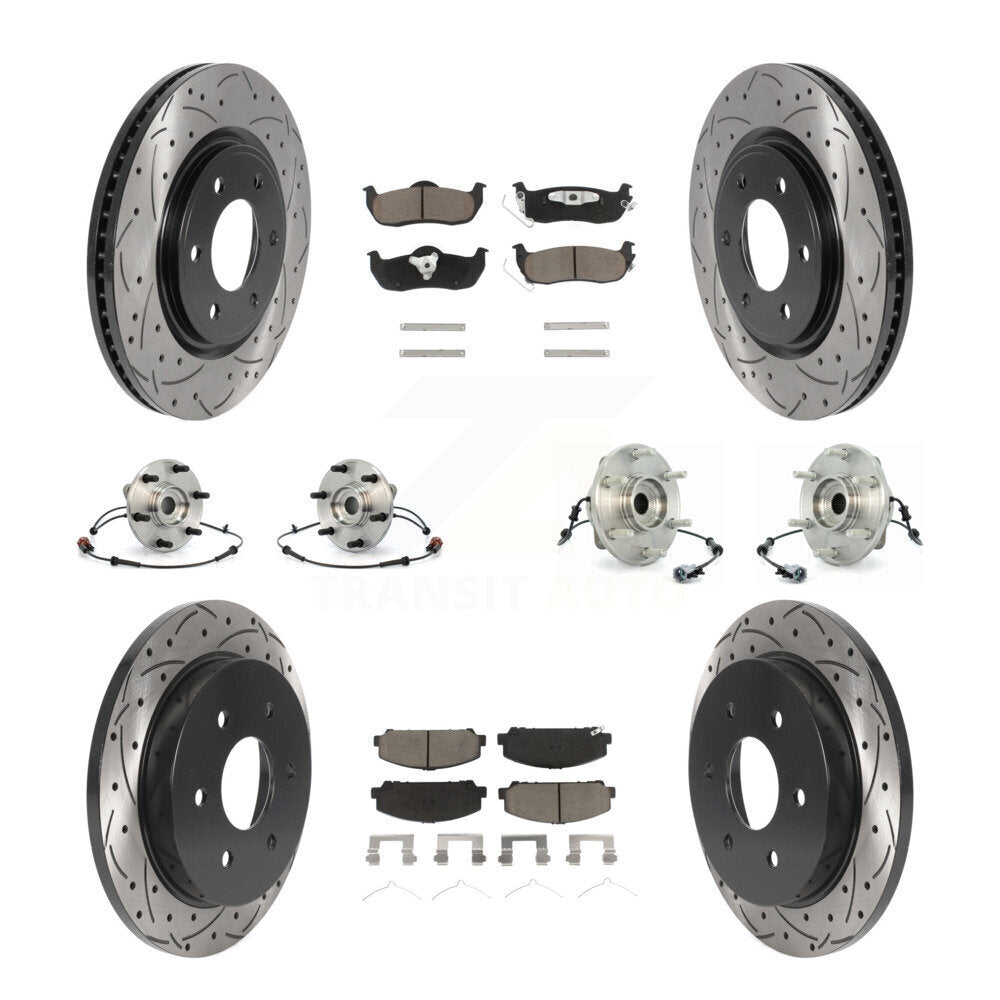 Hub Bearing Coated Disc Brake Rotor Pads Front Rear Kit (10Pc) For INFINITI QX56