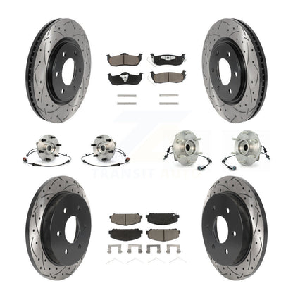Hub Bearing Coated Disc Brake Rotor Pads Front Rear Kit (10Pc) For INFINITI QX56