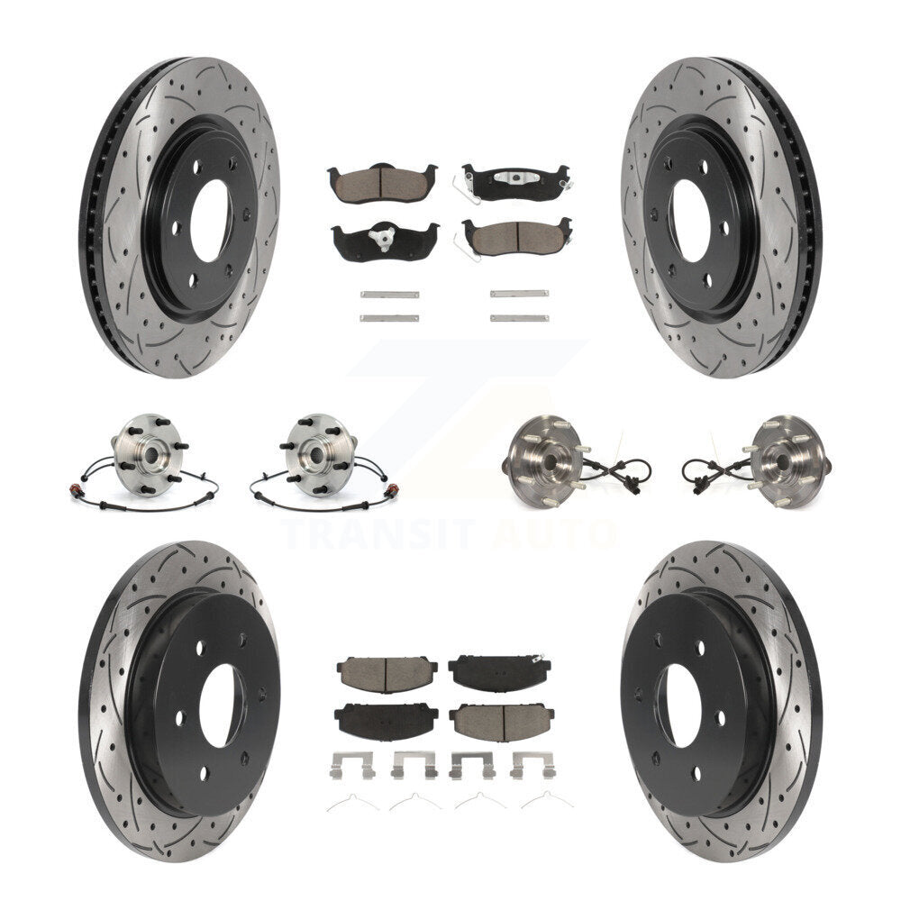 Hub Bearing Coated Disc Brake Rotor Pads Front Rear Kit (10Pc) For Nissan Armada